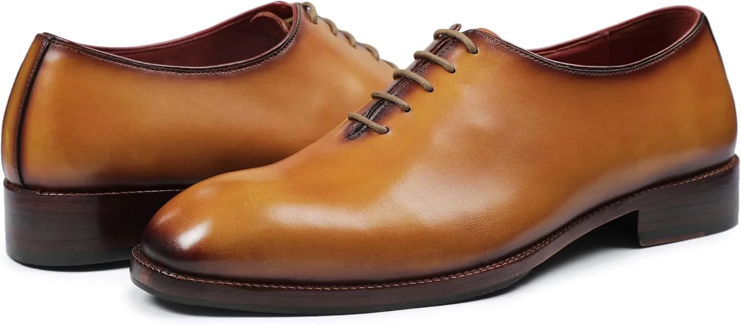Handcrafted Wholecut Oxford Men's Genuine Leather Lace Up Dress Shoes