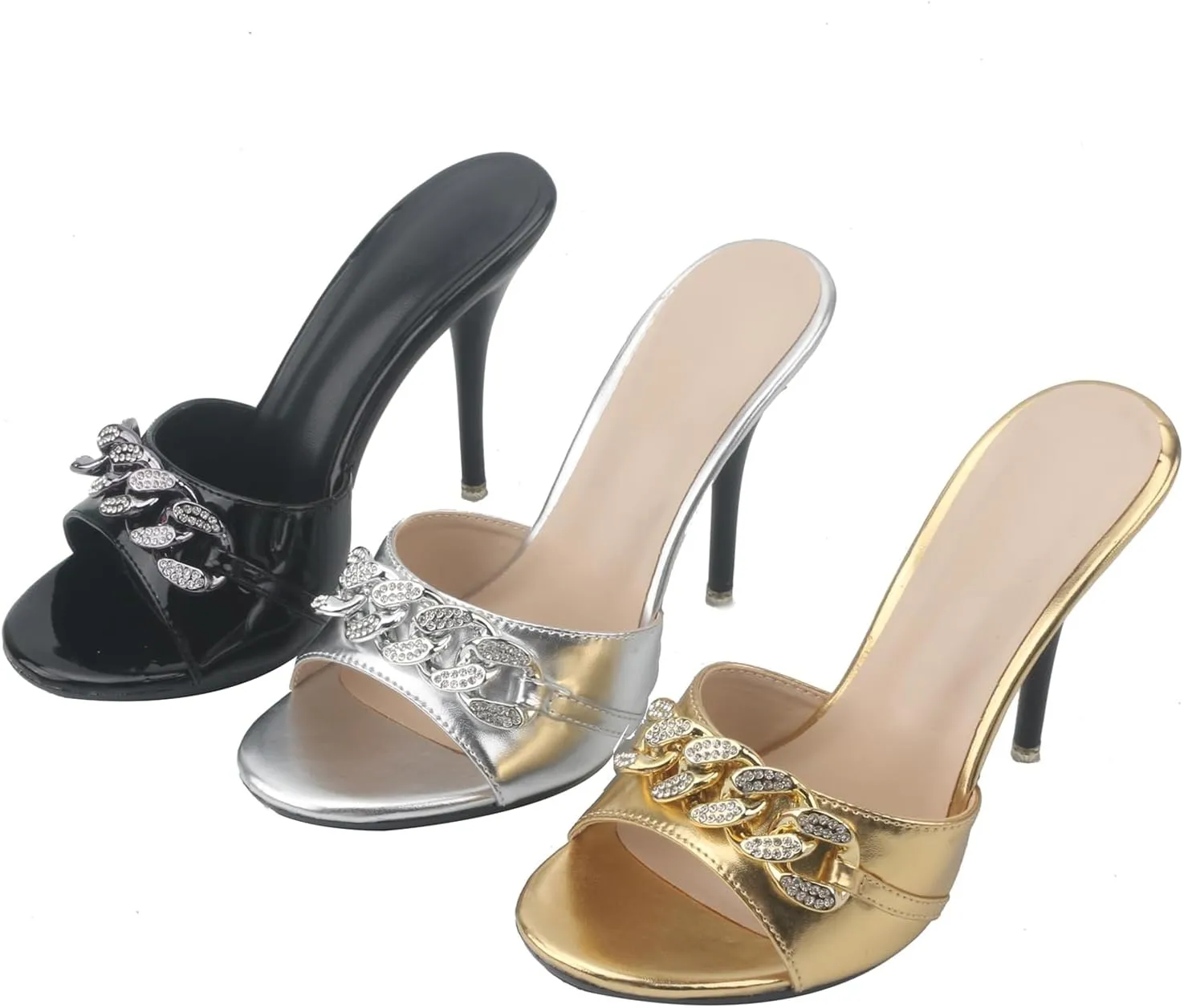 Hanfike Stiletto High Heel Mule Sandals for Women Slip on Summer Slide Shoes