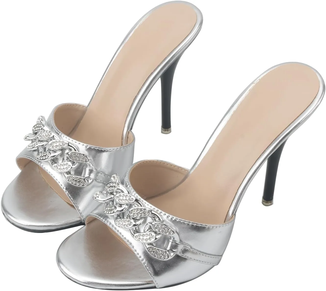 Hanfike Stiletto High Heel Mule Sandals for Women Slip on Summer Slide Shoes