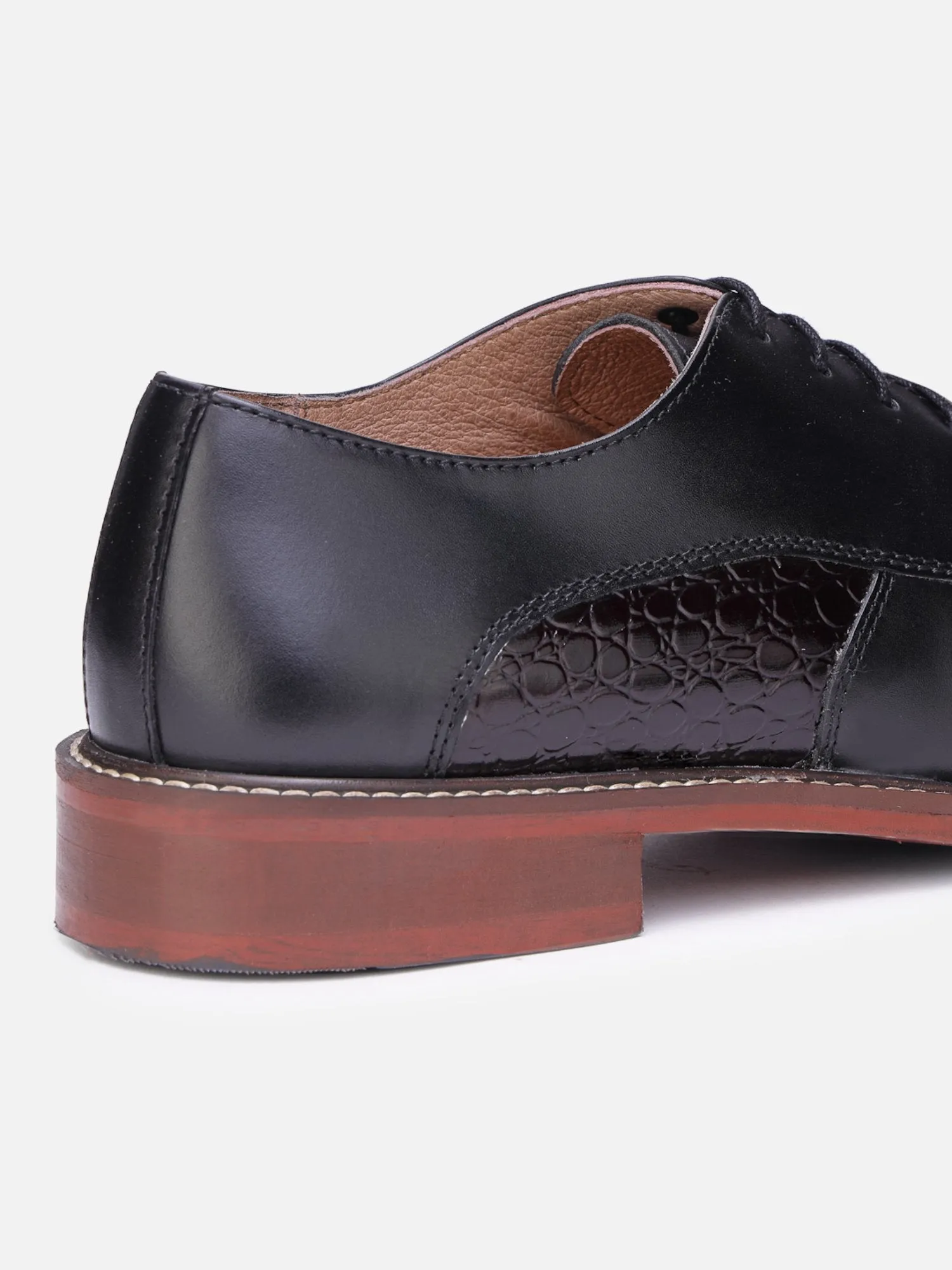 Hats Off Accessories Genuine Leather Oxford Black Derby Shoes For Men