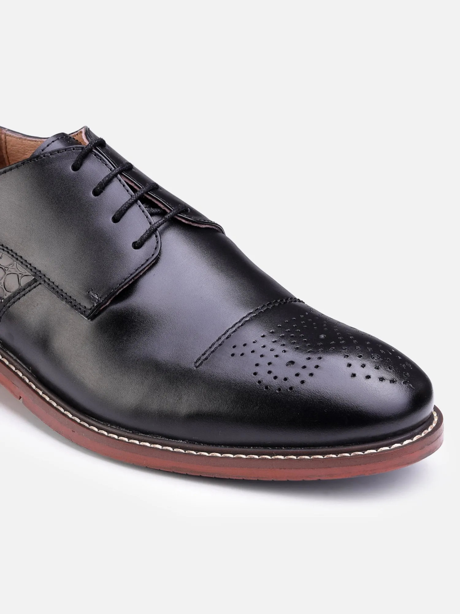 Hats Off Accessories Genuine Leather Oxford Black Derby Shoes For Men