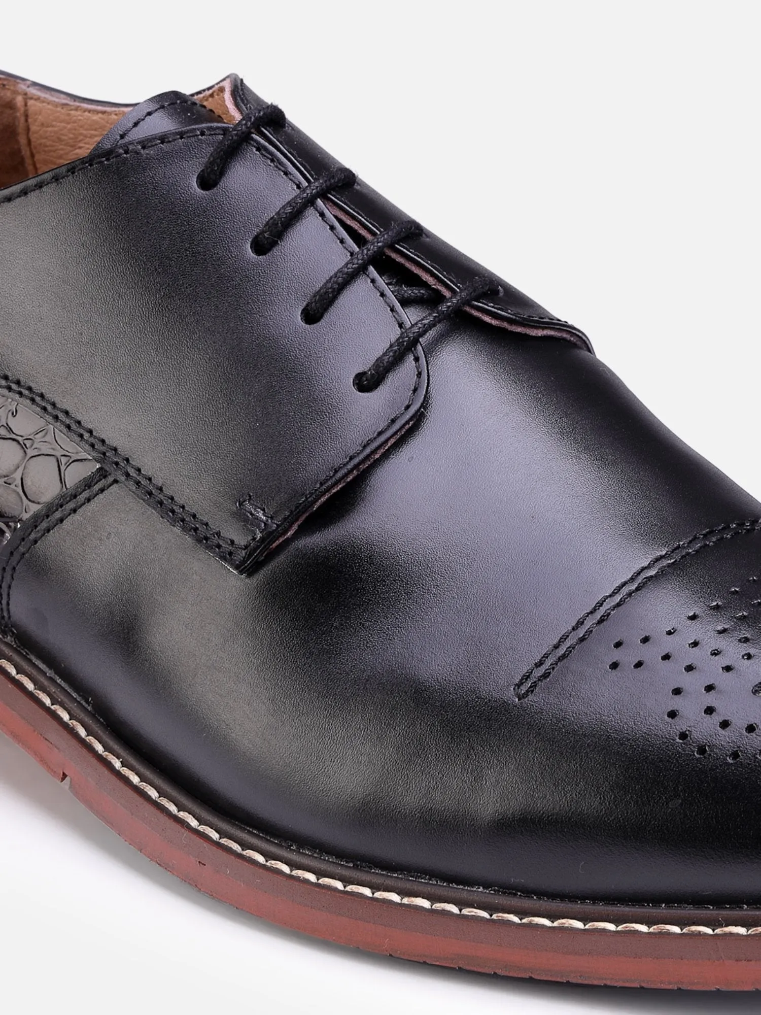 Hats Off Accessories Genuine Leather Oxford Black Derby Shoes For Men