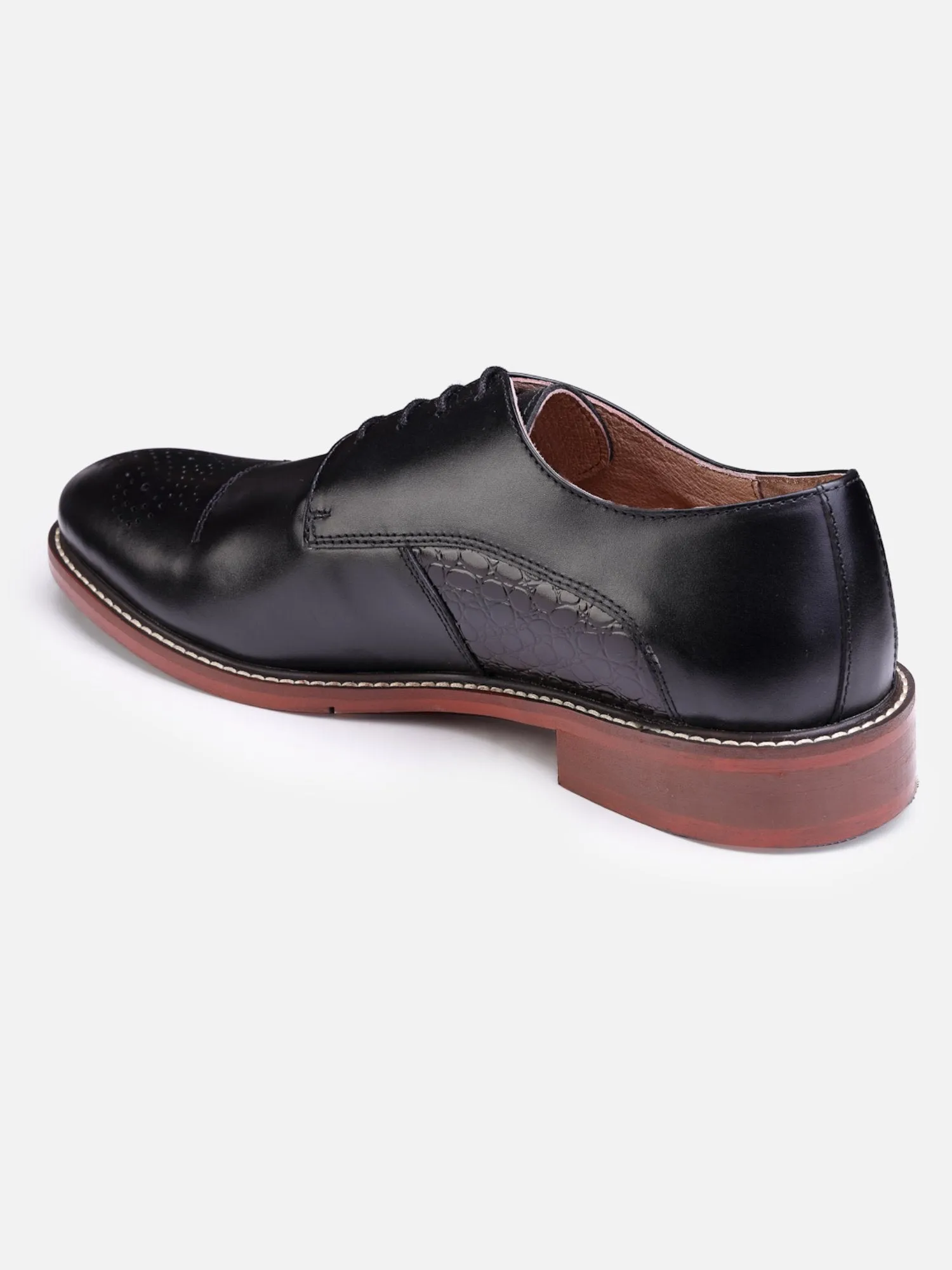 Hats Off Accessories Genuine Leather Oxford Black Derby Shoes For Men