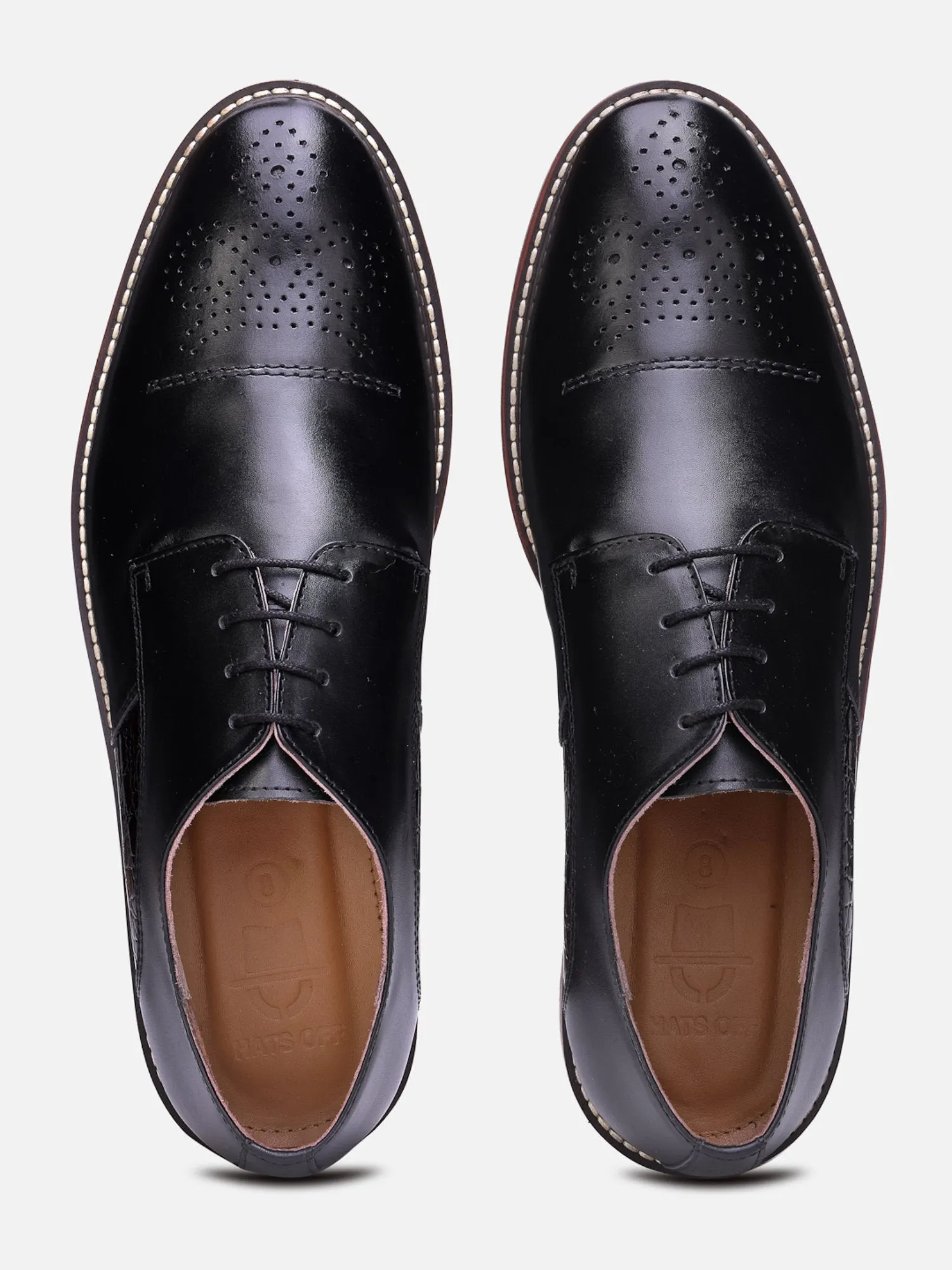 Hats Off Accessories Genuine Leather Oxford Black Derby Shoes For Men