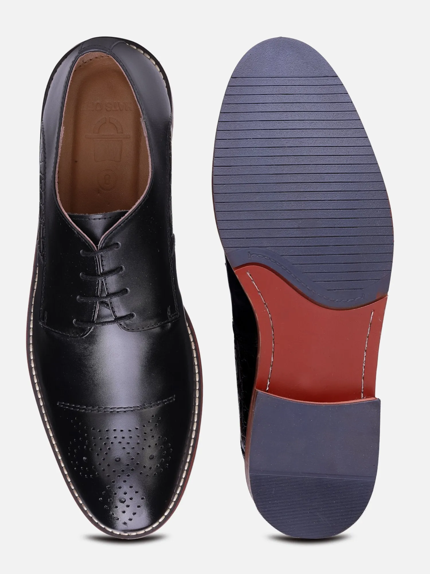 Hats Off Accessories Genuine Leather Oxford Black Derby Shoes For Men