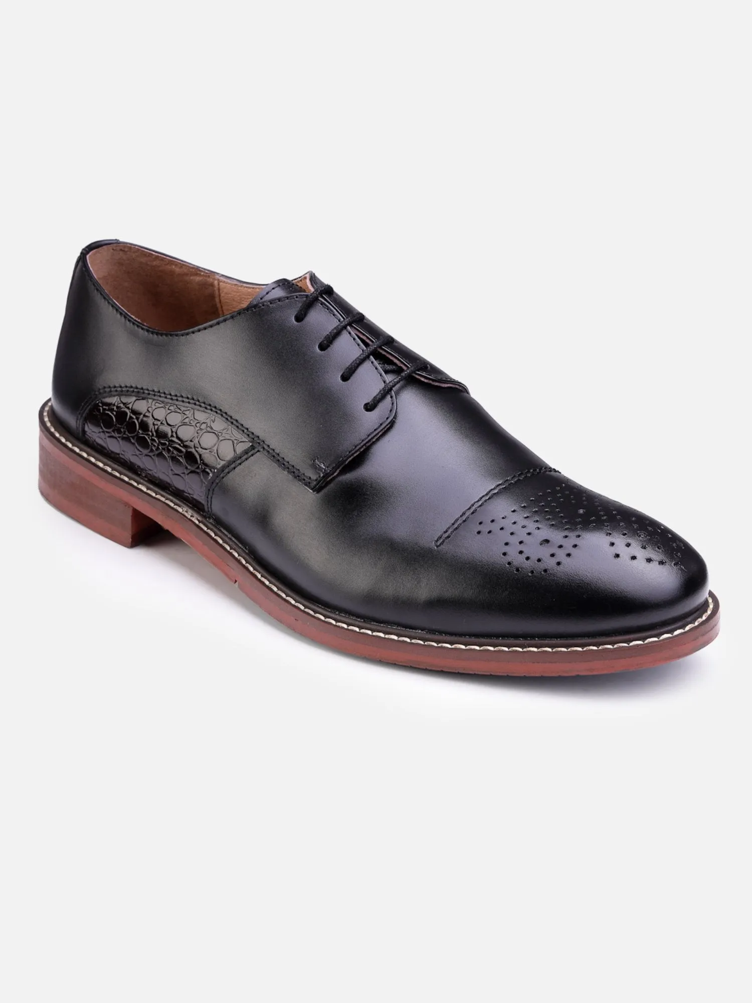 Hats Off Accessories Genuine Leather Oxford Black Derby Shoes For Men