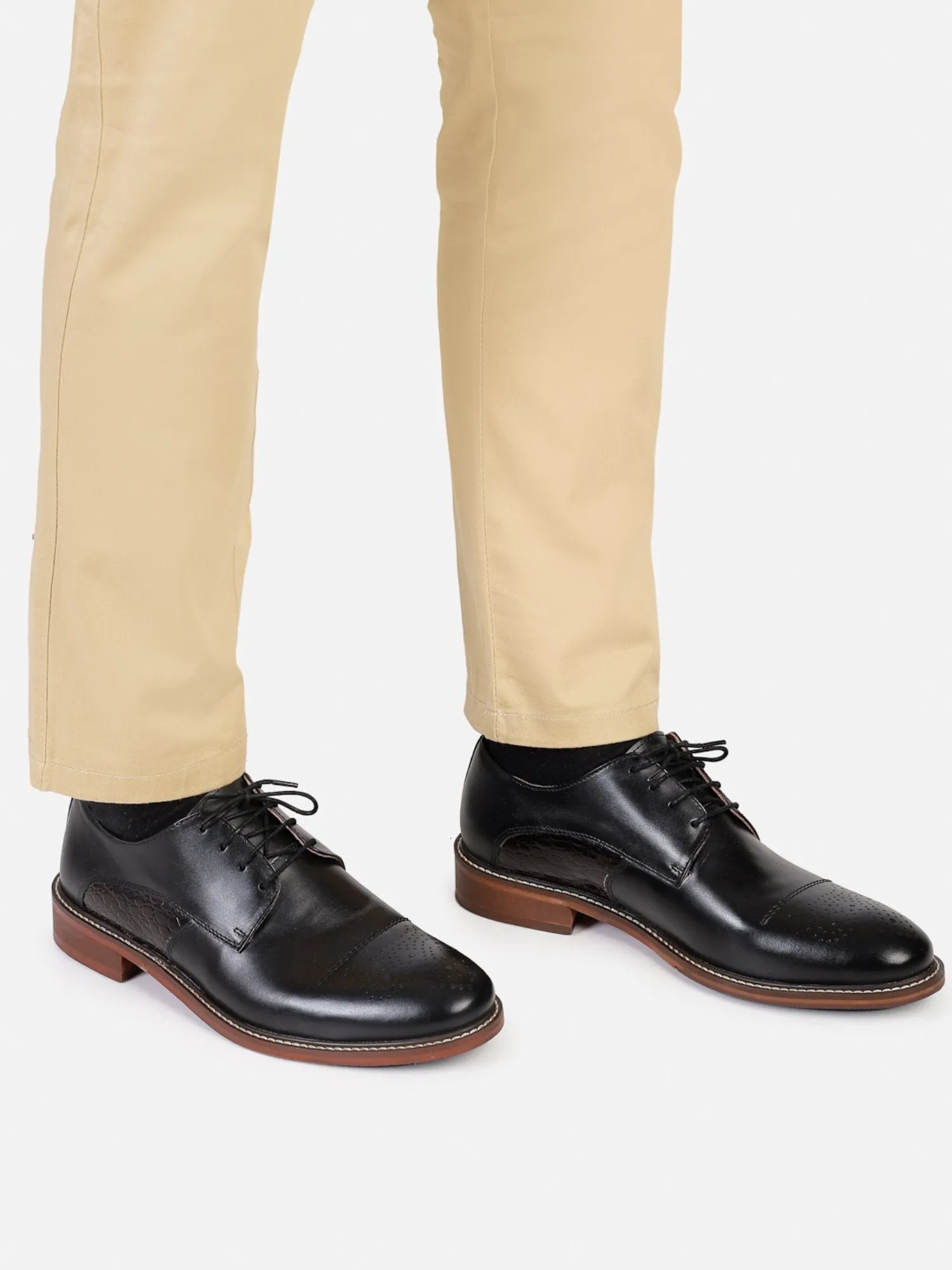 Hats Off Accessories Genuine Leather Oxford Black Derby Shoes For Men