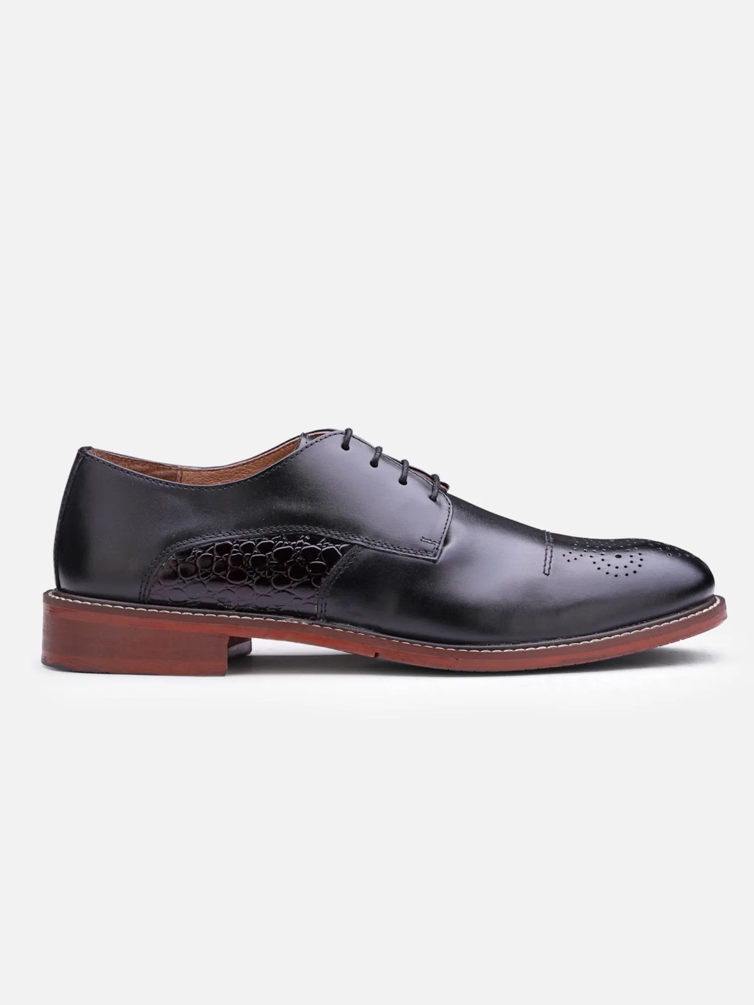 Hats Off Accessories Genuine Leather Oxford Black Derby Shoes For Men