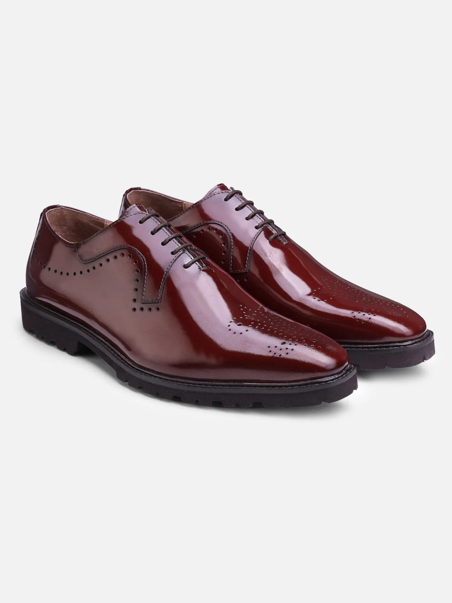 Hats Off Accessories Luxe Patent Genuine Leather Burgundy Oxford With Light Weight Flexible Sole