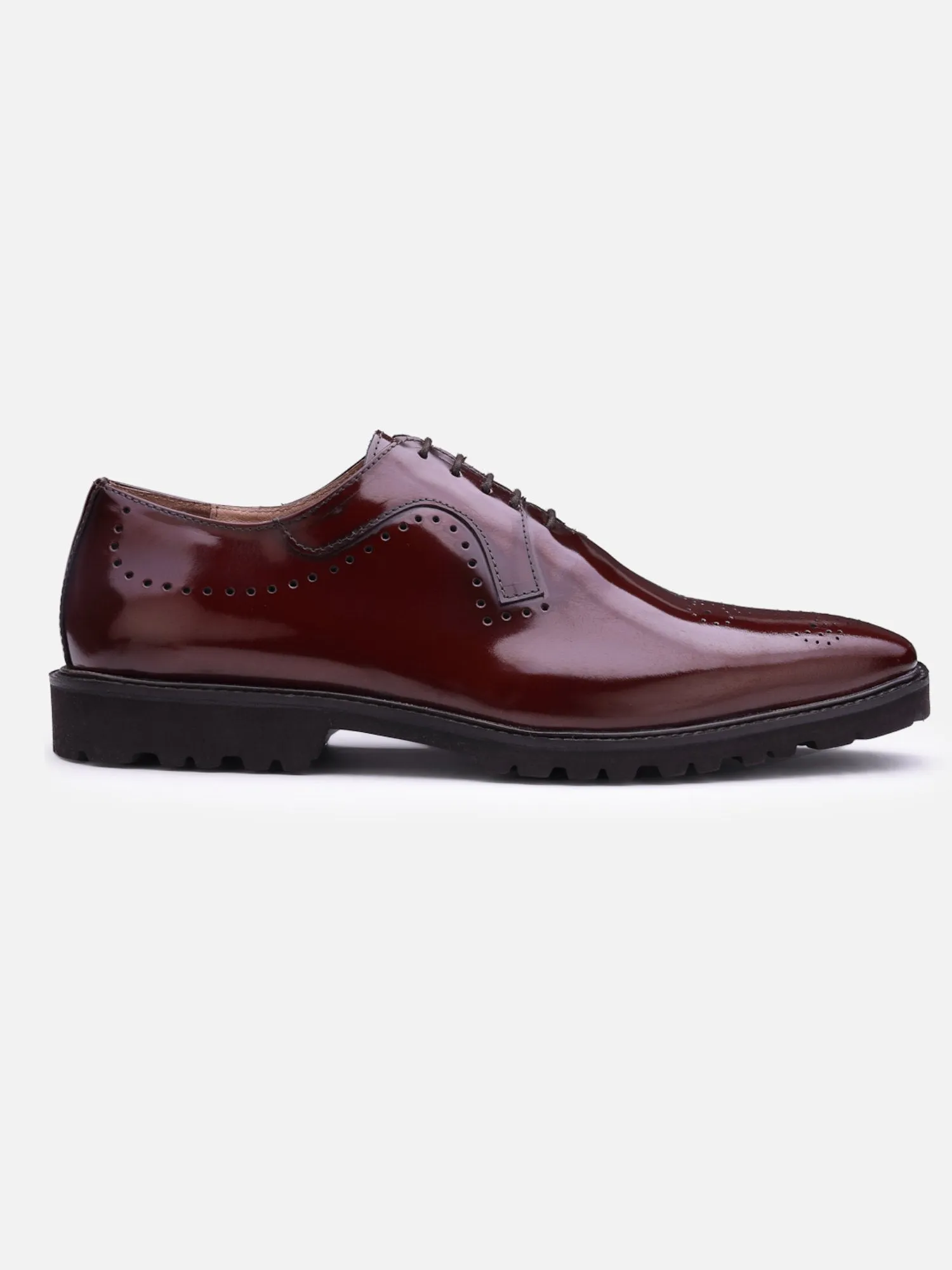 Hats Off Accessories Luxe Patent Genuine Leather Burgundy Oxford With Light Weight Flexible Sole