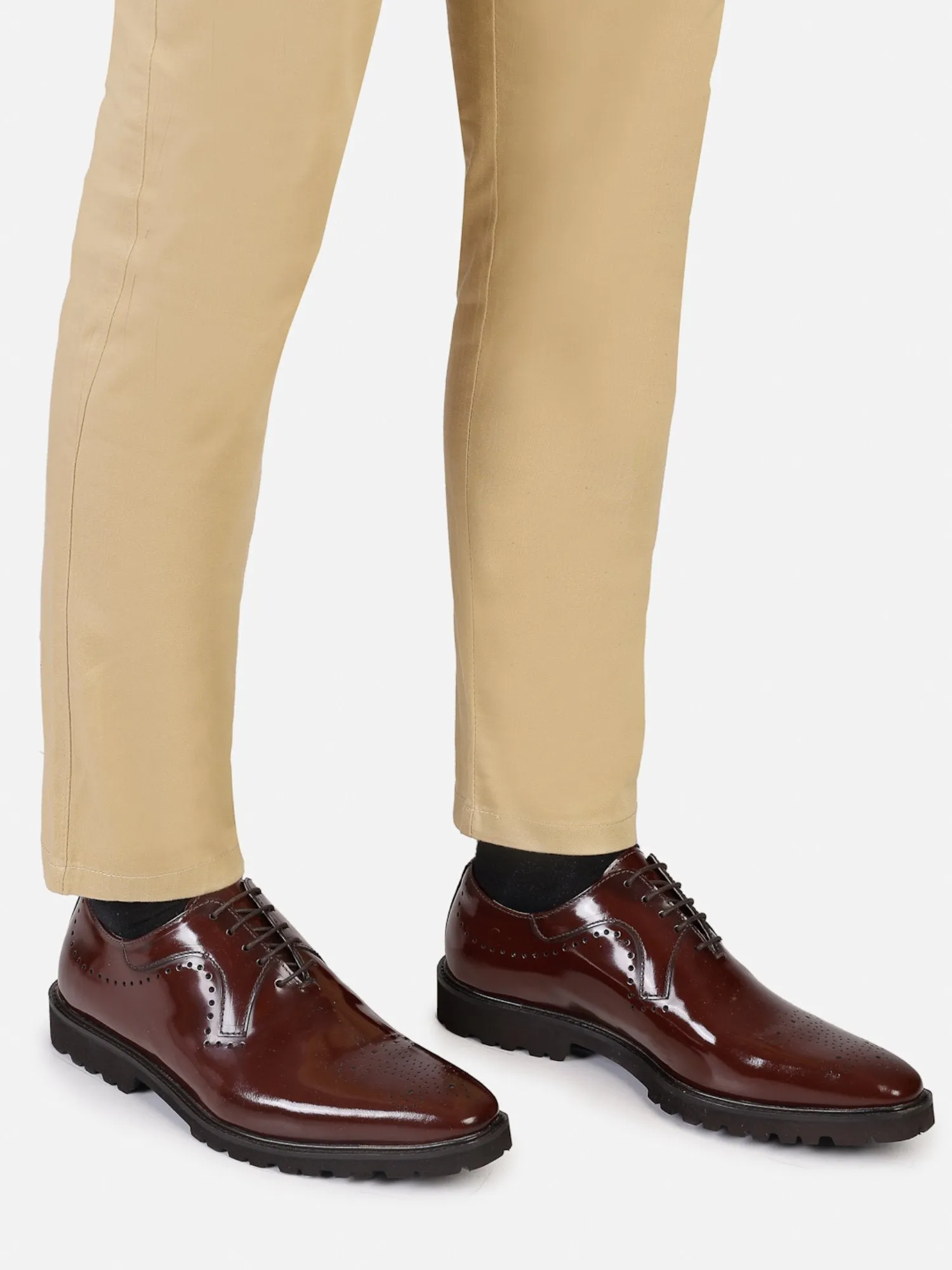 Hats Off Accessories Luxe Patent Genuine Leather Burgundy Oxford With Light Weight Flexible Sole
