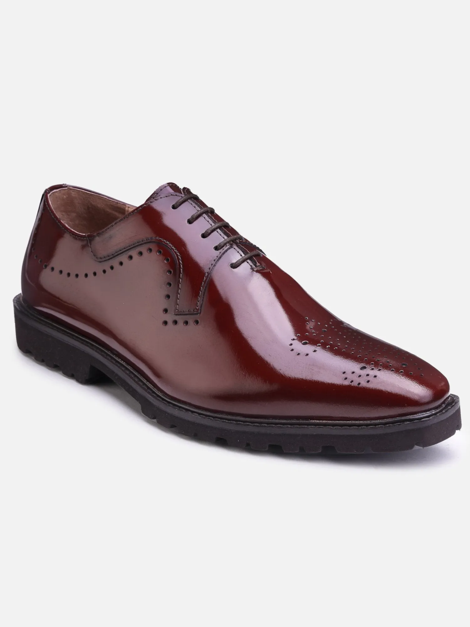 Hats Off Accessories Luxe Patent Genuine Leather Burgundy Oxford With Light Weight Flexible Sole