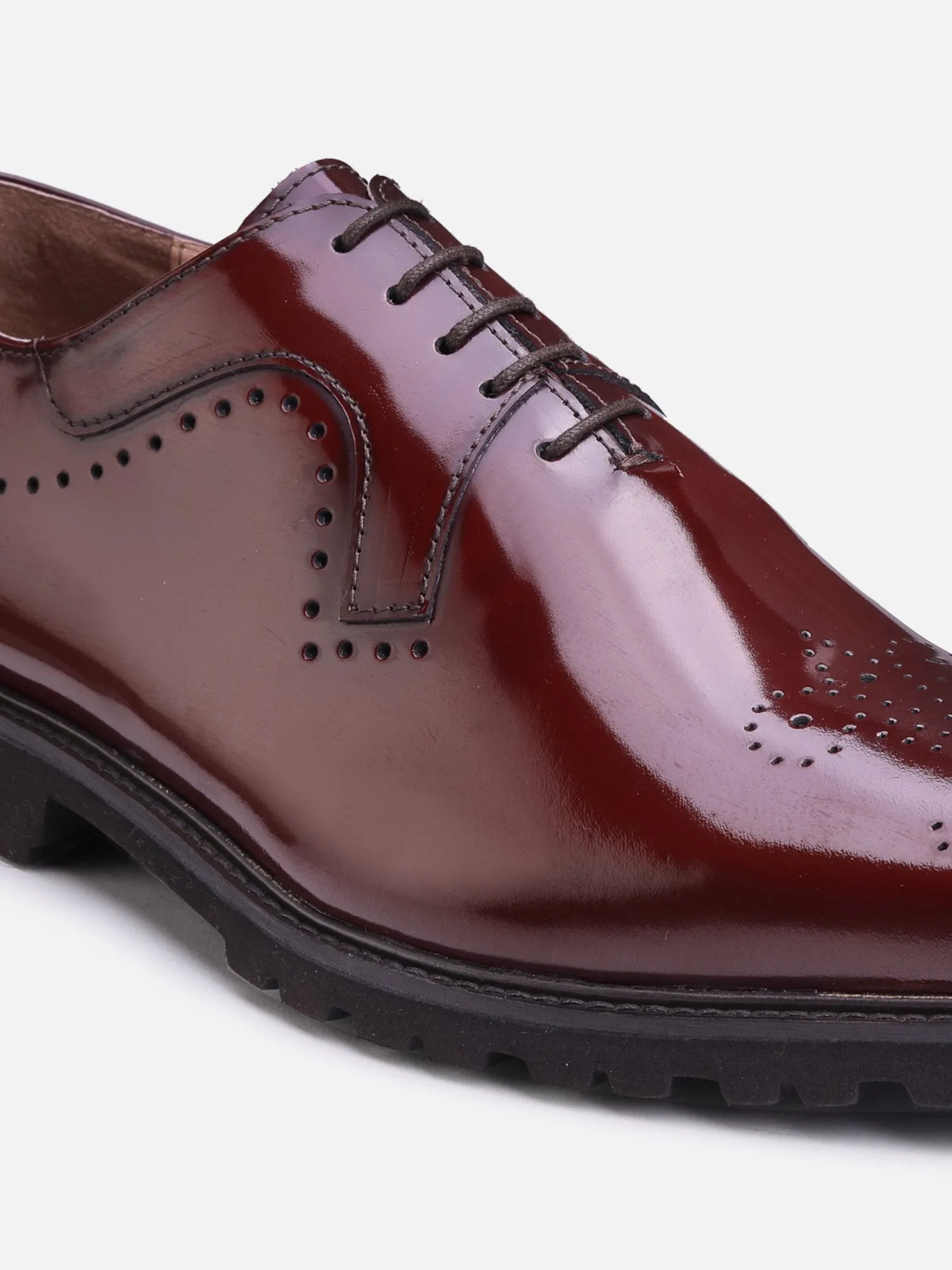 Hats Off Accessories Luxe Patent Genuine Leather Burgundy Oxford With Light Weight Flexible Sole