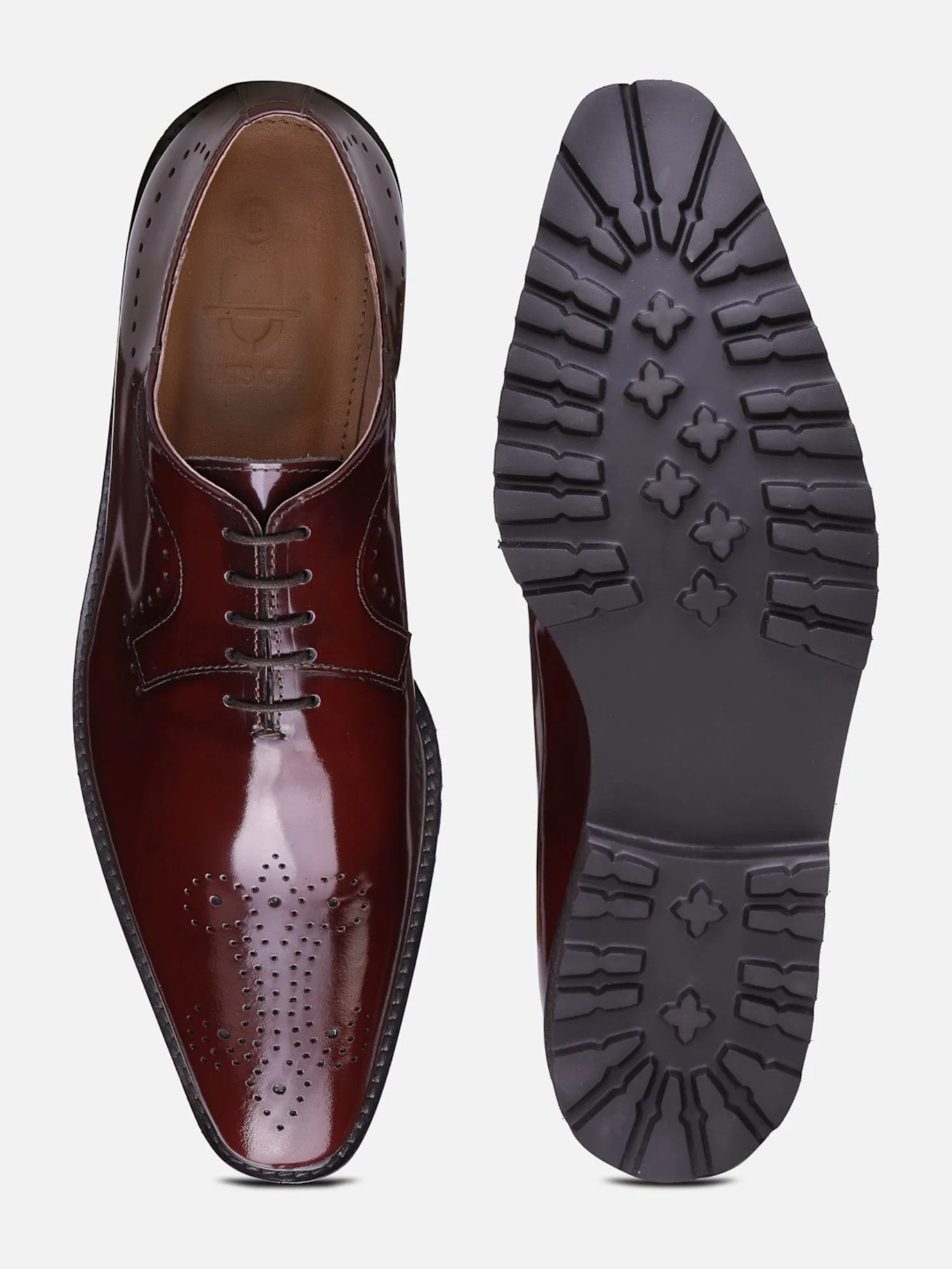 Hats Off Accessories Luxe Patent Genuine Leather Burgundy Oxford With Light Weight Flexible Sole