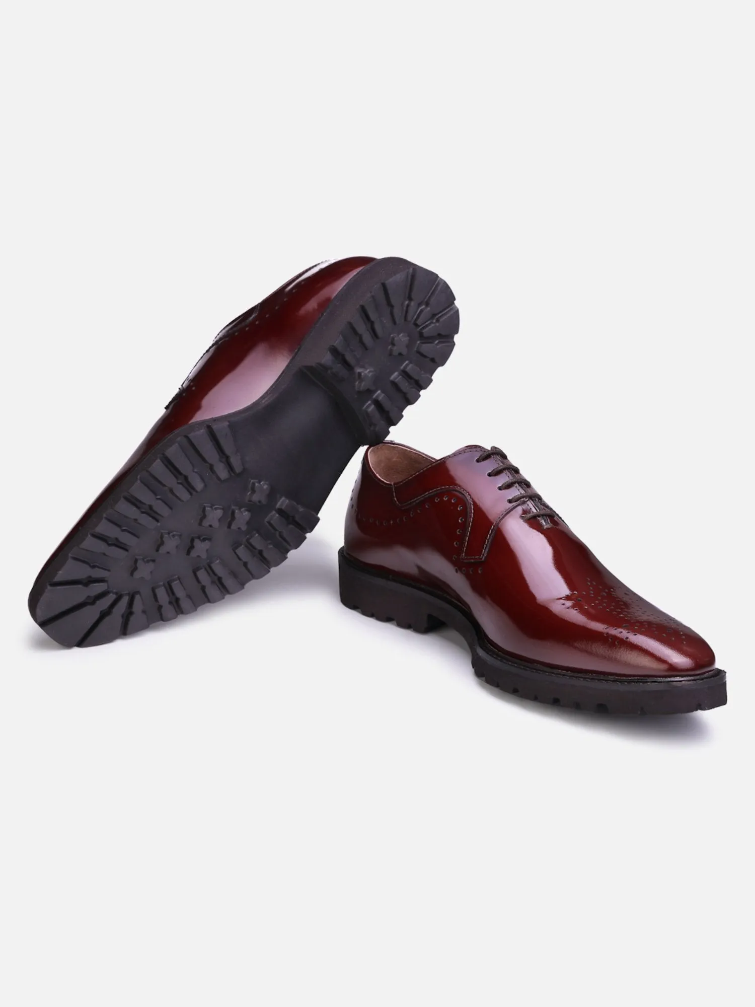 Hats Off Accessories Luxe Patent Genuine Leather Burgundy Oxford With Light Weight Flexible Sole