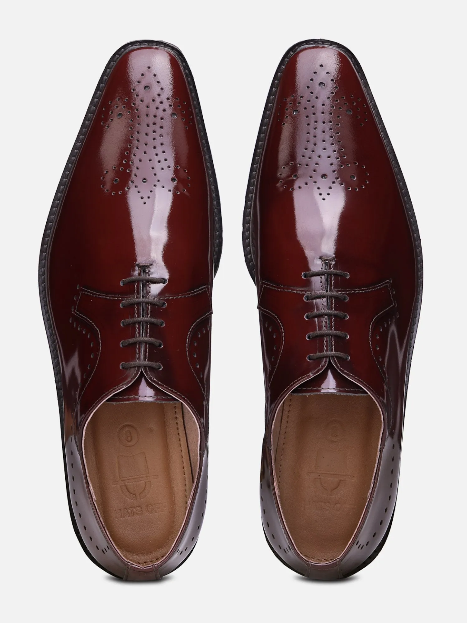 Hats Off Accessories Luxe Patent Genuine Leather Burgundy Oxford With Light Weight Flexible Sole
