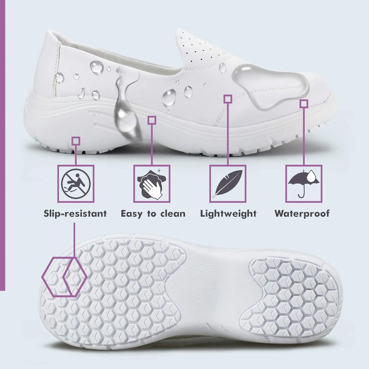 Hawkwell Women's Slip On Nursing Shoes Comfortable Lightweight Slip Resistant Work Shoes