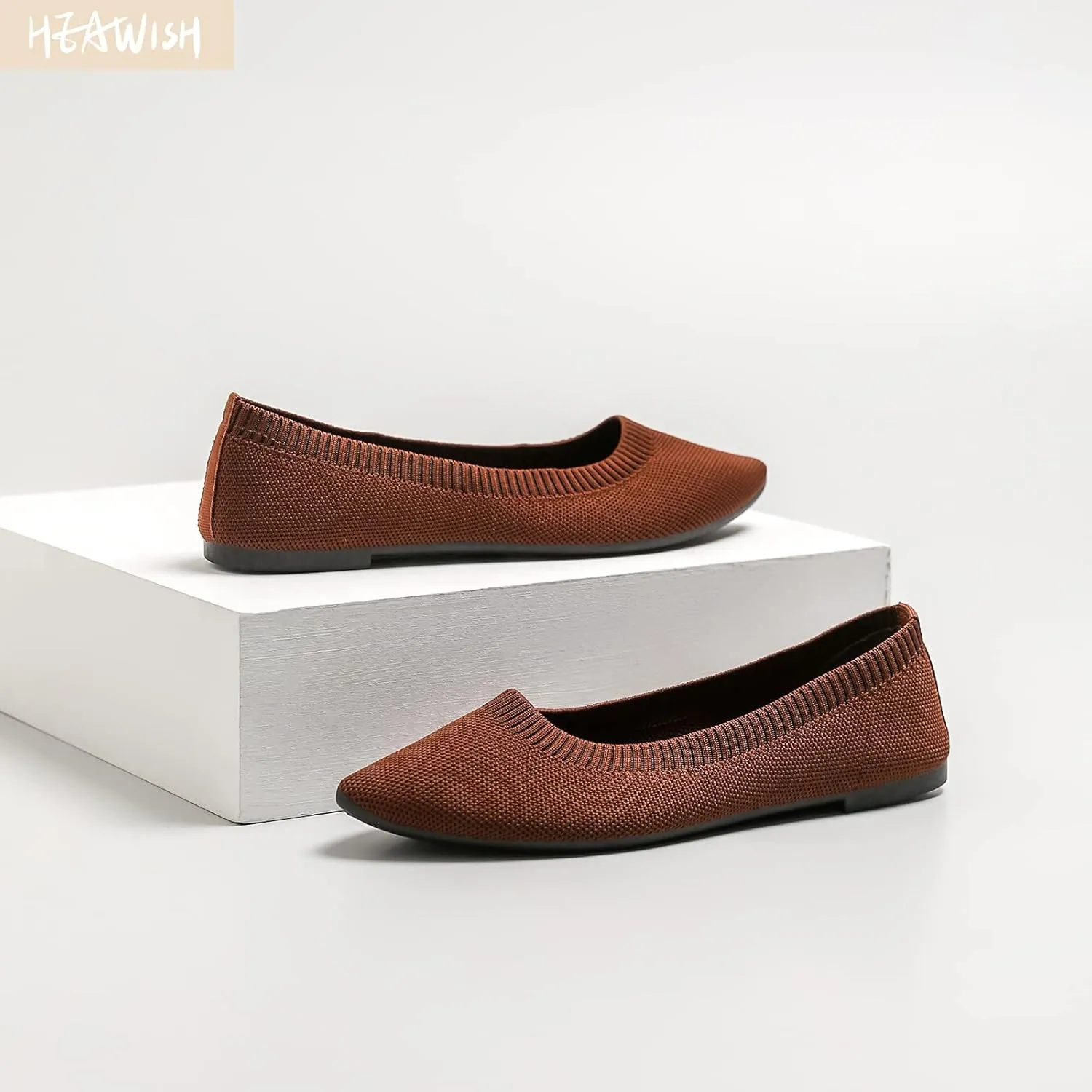 HEAWISH Women’s Ballet Flat Flats Shoes Comfortable Mesh Pointed Toe Slip On Dress Shoes