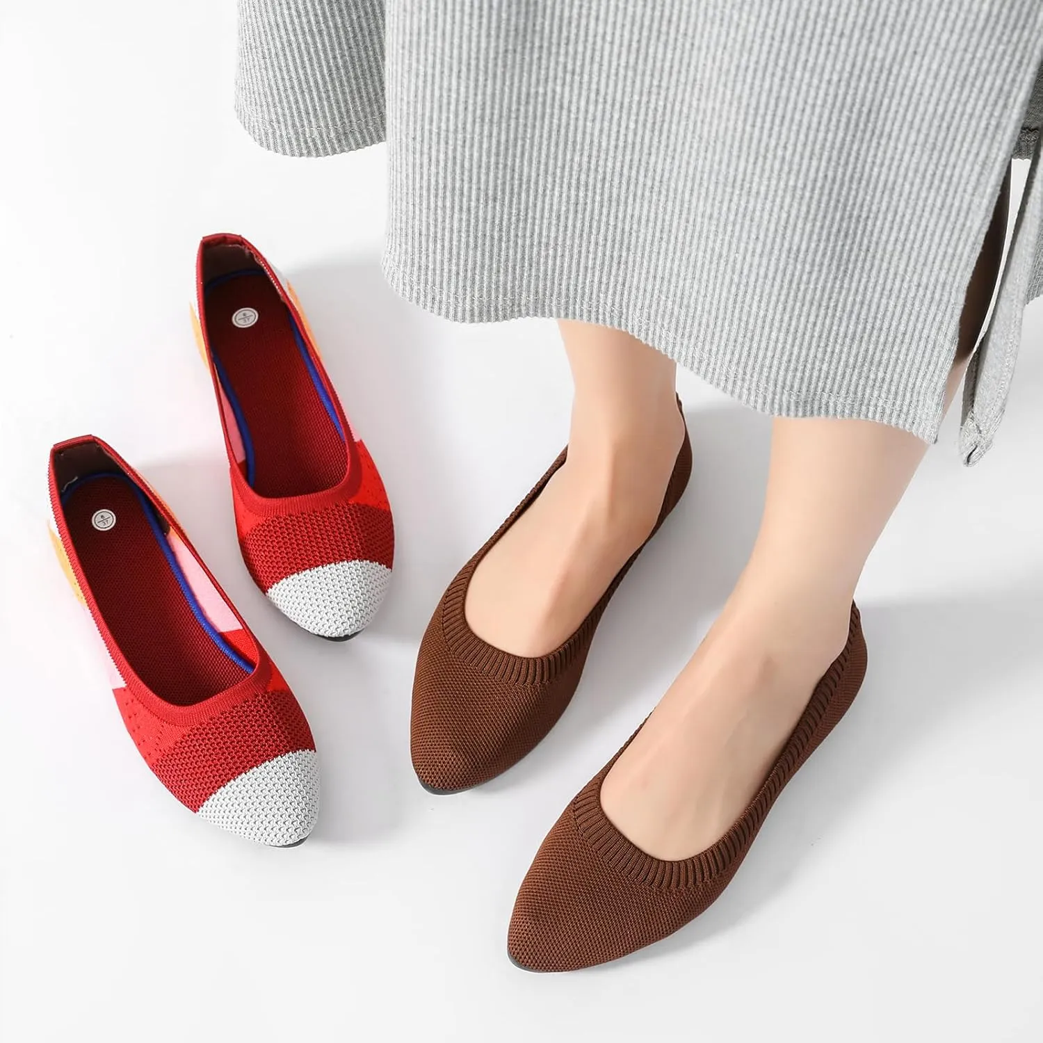 HEAWISH Women’s Ballet Flat Flats Shoes Comfortable Mesh Pointed Toe Slip On Dress Shoes