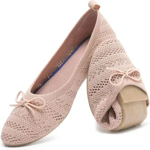 HEAWISH Women’s Flats Shoes Comfortable Crochet Lace Mesh Round Toe Slip On Casual Ballet Flats Dress Shoes