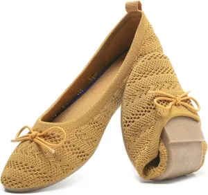 HEAWISH Women’s Flats Shoes Comfortable Crochet Lace Mesh Round Toe Slip On Casual Ballet Flats Dress Shoes