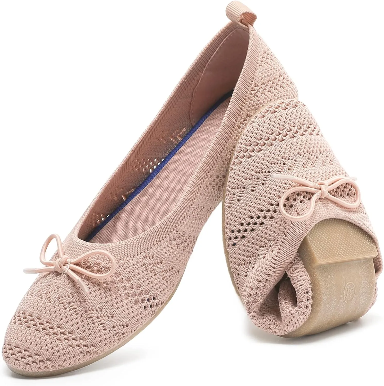 HEAWISH Women’s Flats Shoes Comfortable Crochet Lace Mesh Round Toe Slip On Casual Ballet Flats Dress Shoes
