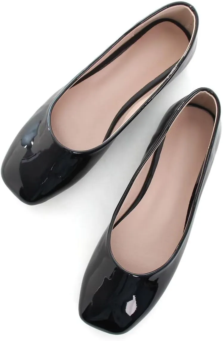 Hee grand Women's Flats Square Toe Ballet Shoes Casual Flats Satin Dress Shoes Comfort Slip-On Loafers