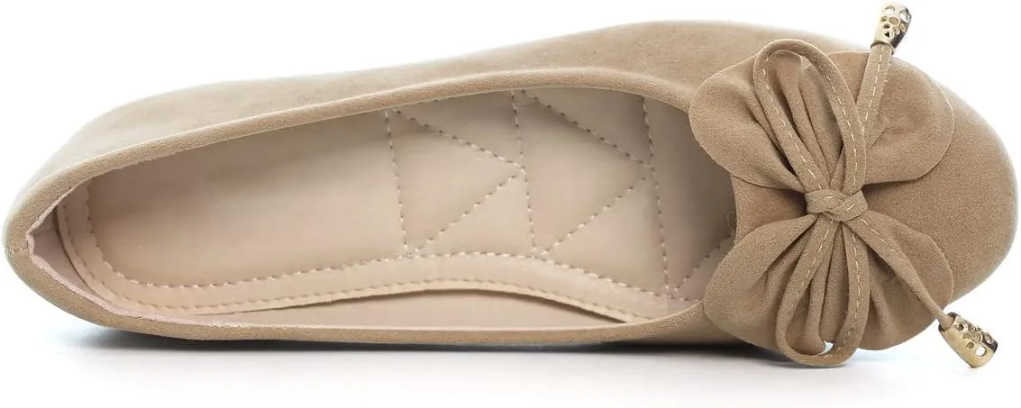 Hee grand Women's Slip On Ballet Flats Cute Flowers Soft Flock Round Toe Flat Shoes
