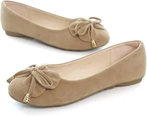 Hee grand Women's Slip On Ballet Flats Cute Flowers Soft Flock Round Toe Flat Shoes
