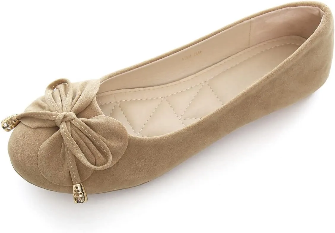 Hee grand Women's Slip On Ballet Flats Cute Flowers Soft Flock Round Toe Flat Shoes
