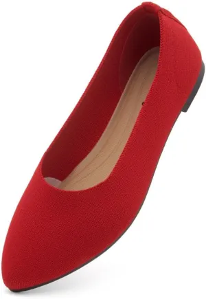 Herstyle Women's Flats – Dressy Pointed Toe Knit Ballet Flat Shoes with Memory Foam | Slip-On, Foldable & Comfortable for Work, Office, Party & Travel (2025 Trend)