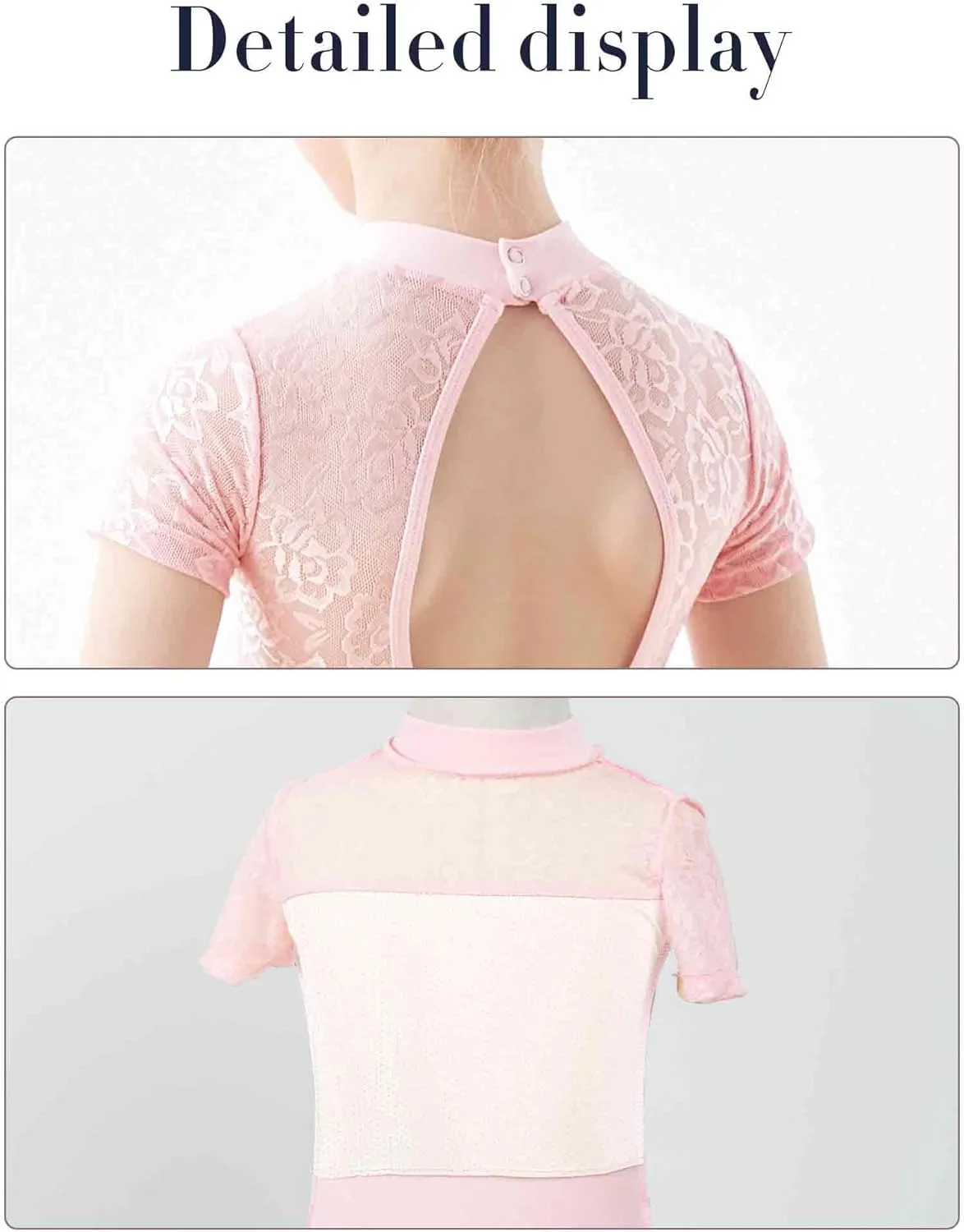 High Neck Ballet Leotards Lace Dance Costume for Toddler, Little/Big Girls, Little/Big Kids