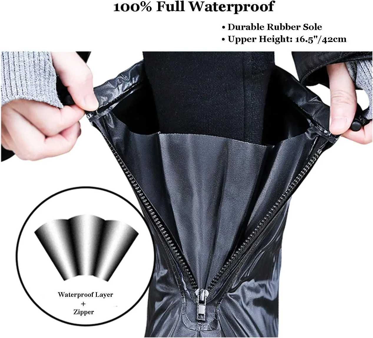 HLKZONE Waterproof Rain Boot Shoes Covers Foldable Reusable Slip Resistant Overshoes with Reflector for Women & Men