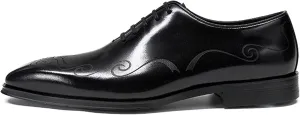 HOOENG Formal Dress Shoes for Men Lace Up Burnished Toe Cowhide Anti-Slip Block Heel Non Slip Resistant Low Top Business (Color : Black, Size : 6)
