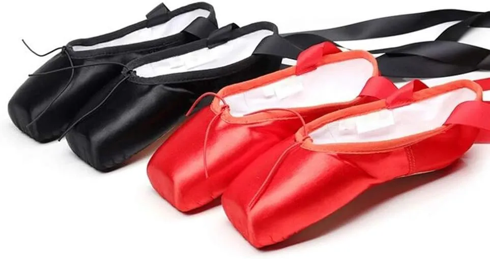 HROYL Ballet Pointe Shoes with Ribbon for Women&Girls Professional Pointe Shoes,ABC