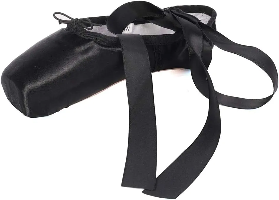 HROYL Ballet Pointe Shoes with Ribbon for Women&Girls Professional Pointe Shoes,ABC