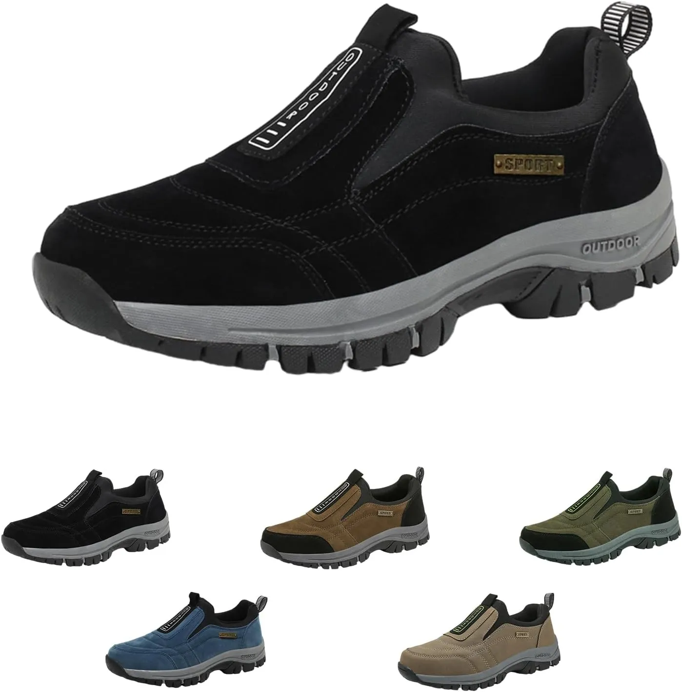 Hrtesus Women's Thick-Soled Suede Sneakers for Ultimate Comfort, Casual Non-Slip Slip-on Sneakers, Orthopedic Hiking Shoes Women Men