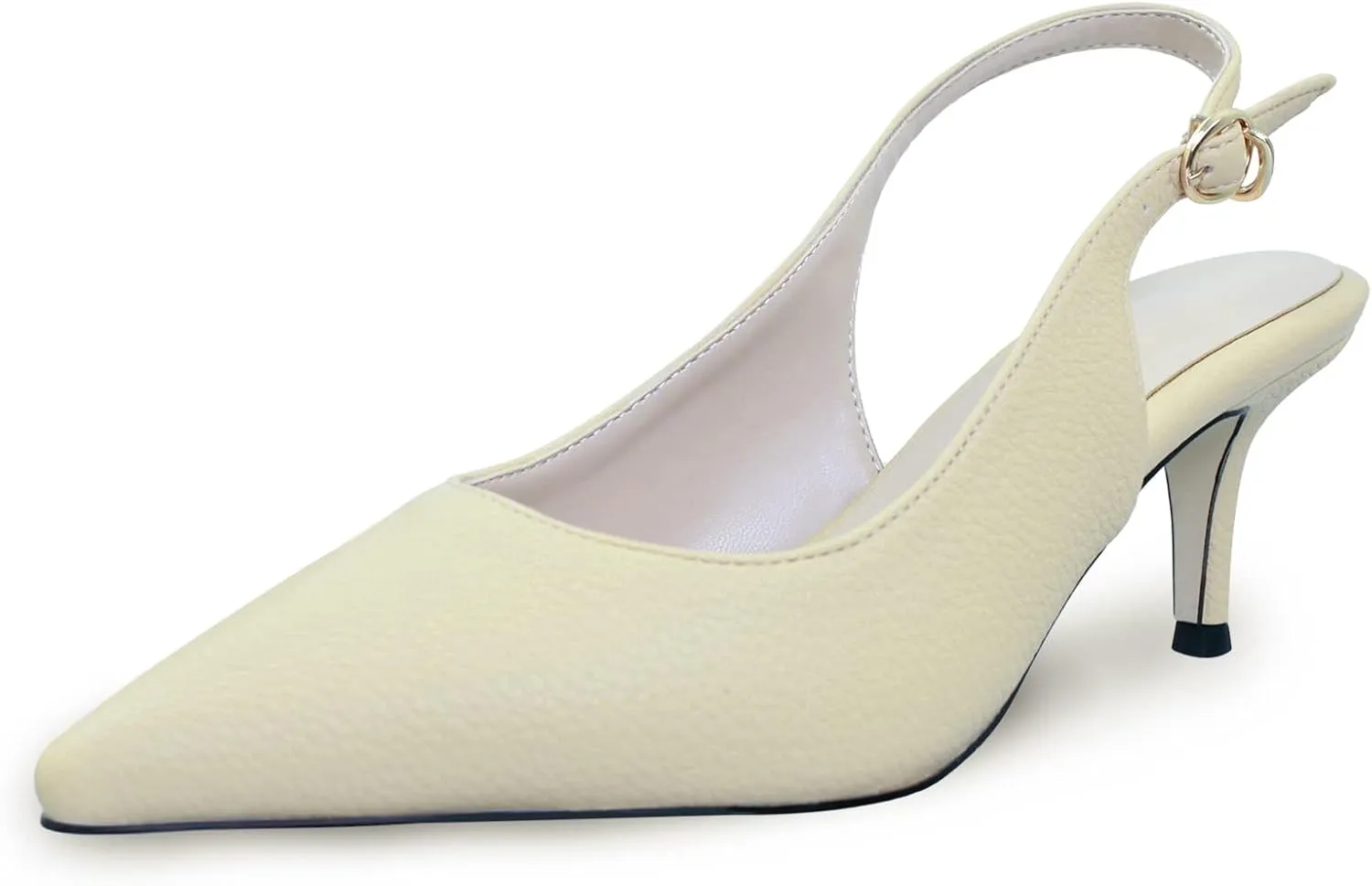 iadore Women Pointed Toe Kitten Heel Slingback Comfort Slip On Dress Pump Shoes