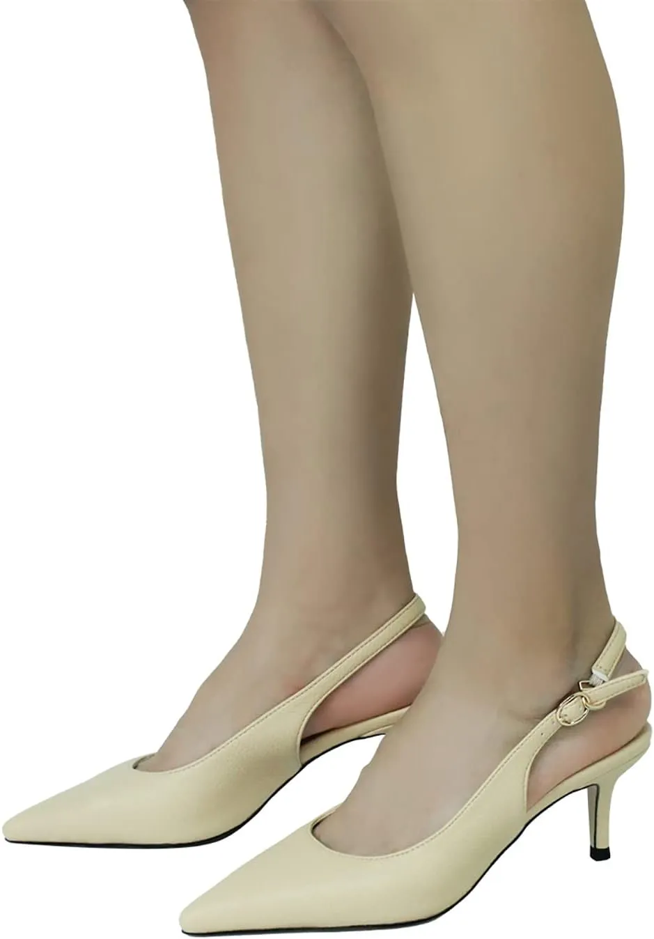iadore Women Pointed Toe Kitten Heel Slingback Comfort Slip On Dress Pump Shoes