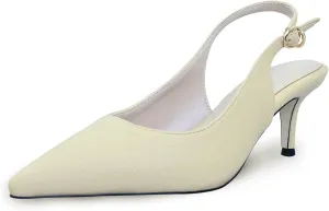 iadore Women Pointed Toe Kitten Heel Slingback Comfort Slip On Dress Pump Shoes