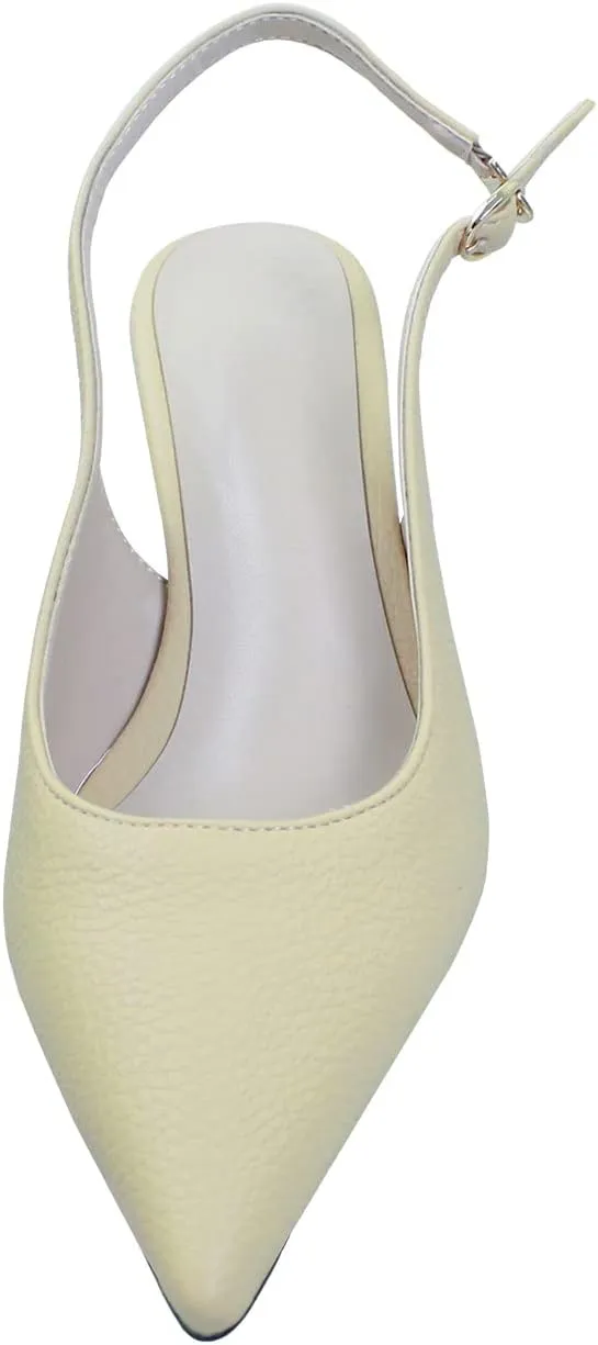 iadore Women Pointed Toe Kitten Heel Slingback Comfort Slip On Dress Pump Shoes