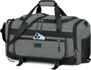 IGOLUMON Gym Bag for Men 40L Sports Duffel Bags Gym Duffle Bag Women with Shoe Compartment & Wet Pocket Water Resistant Travel Duffel Bag Lightweight Weekender Overnight Bag Gray