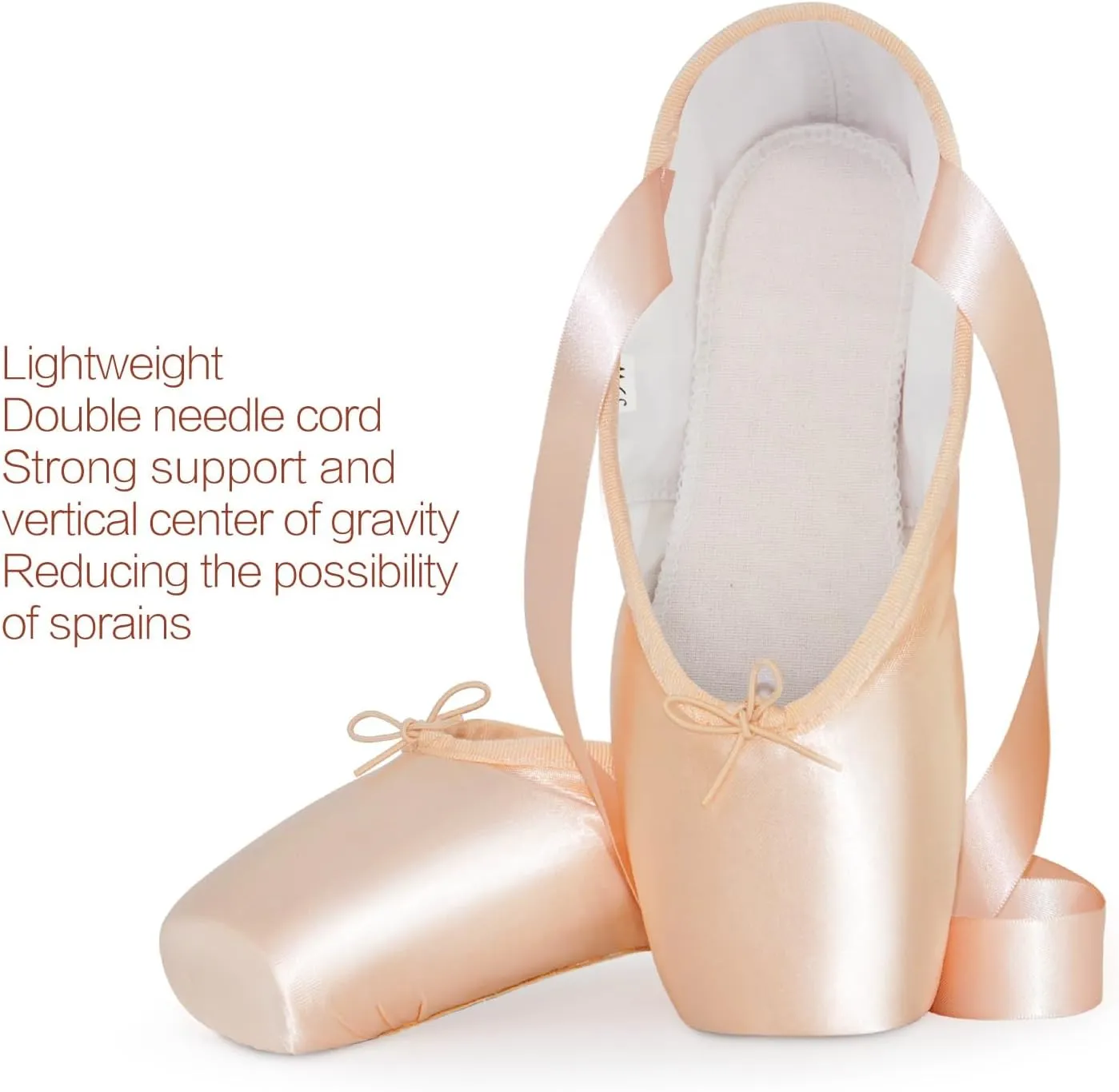 IJONDA Adult Ballet Pointe Shoes for Girls Women with Toe Pads and Mesh Bag