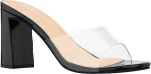 ILLUDE Women’s Block Heel Single Strap Square Toe Heeled Sandal Slip On Mule - Demi