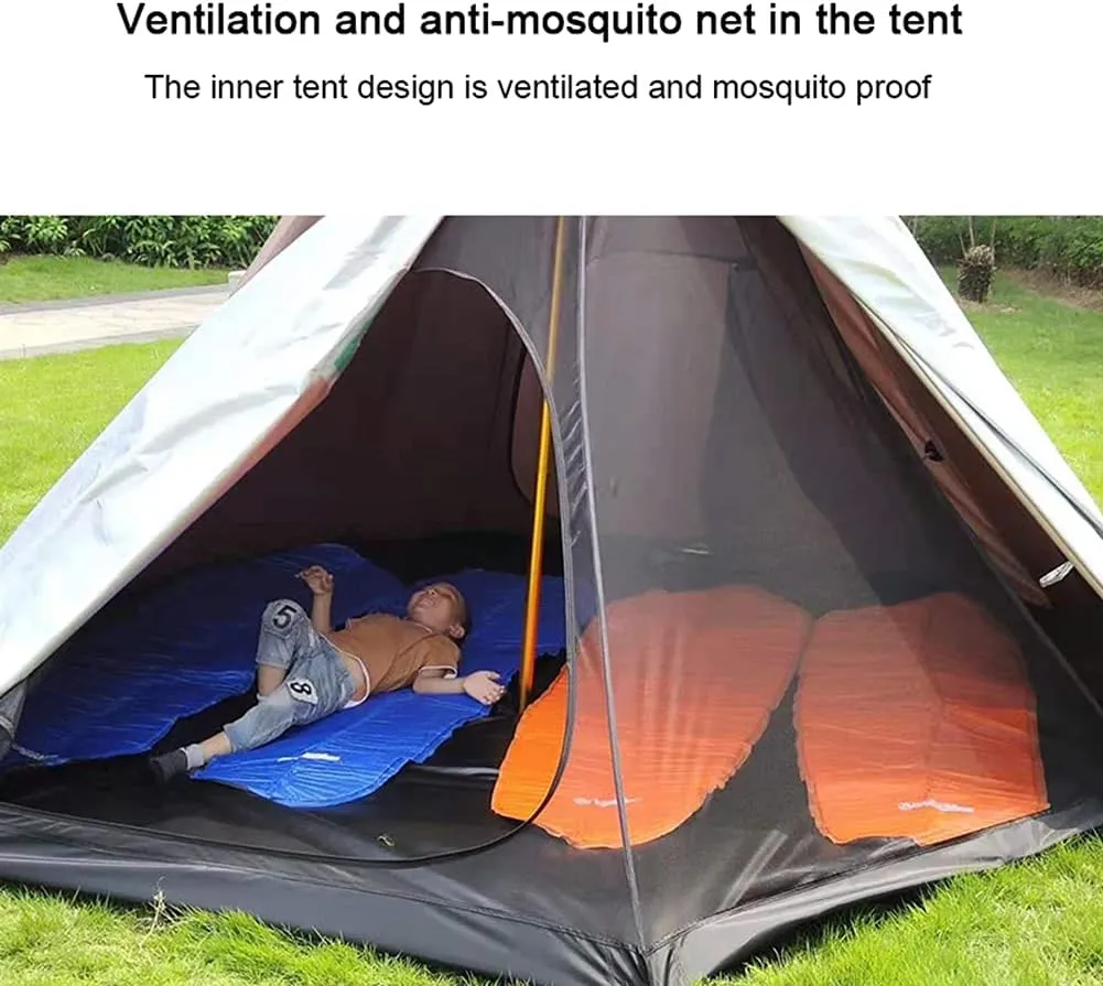 Inflatable Tent for Camping with Canopy & Pump, 2~4 Person Air Glamping Tents Easy Setup 4 Season Blow Up Tent for Family Camping