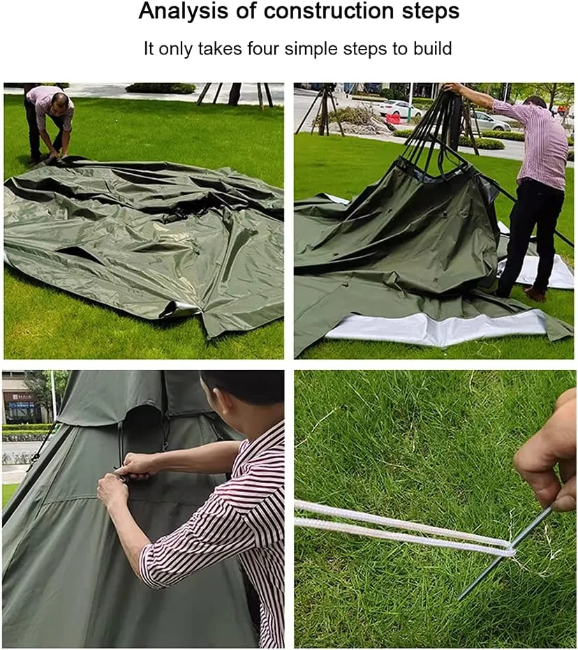 Inflatable Tent for Camping with Canopy & Pump, 2~4 Person Air Glamping Tents Easy Setup 4 Season Blow Up Tent for Family Camping