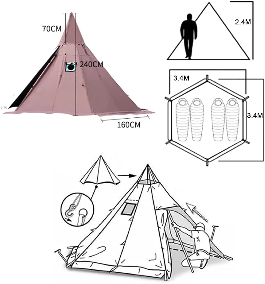 Inflatable Tent for Camping with Canopy & Pump, 2~4 Person Air Glamping Tents Easy Setup 4 Season Blow Up Tent for Family Camping