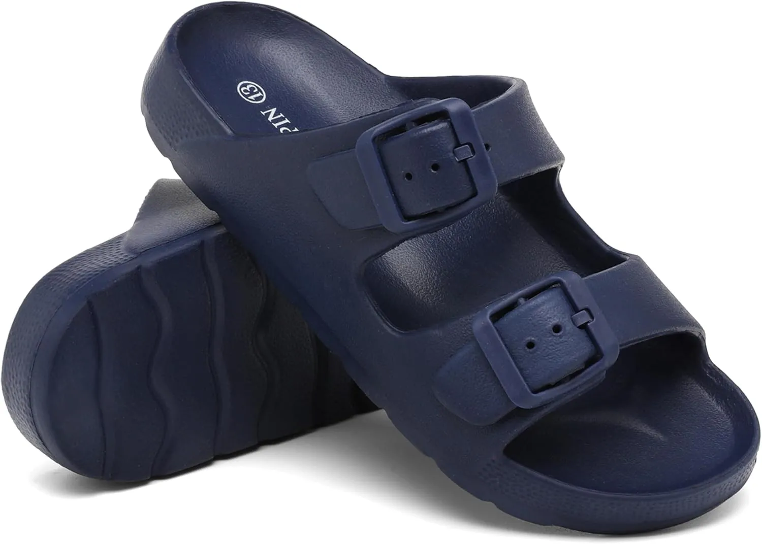 INMINPIN Boys Girls Double Buckle Slide Sandals Comfort Beach Pool Shower Slippers Adjustable Indoor Outdoor Little Kid/Big Kid