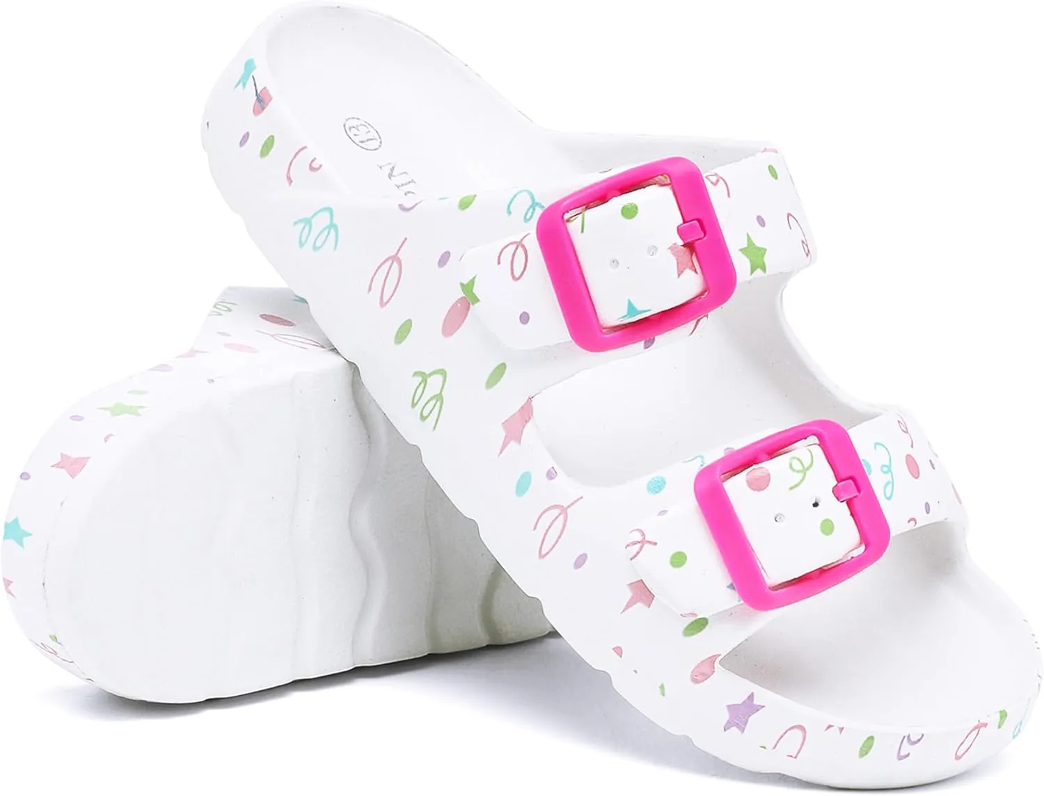 INMINPIN Boys Girls Double Buckle Slide Sandals Comfort Beach Pool Shower Slippers Adjustable Indoor Outdoor Little Kid/Big Kid