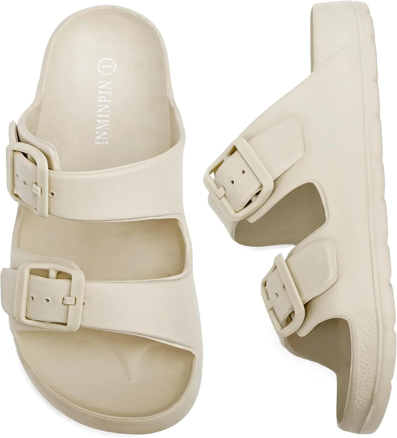 INMINPIN Boys Girls Double Buckle Slide Sandals Comfort Beach Pool Shower Slippers Adjustable Indoor Outdoor Little Kid/Big Kid